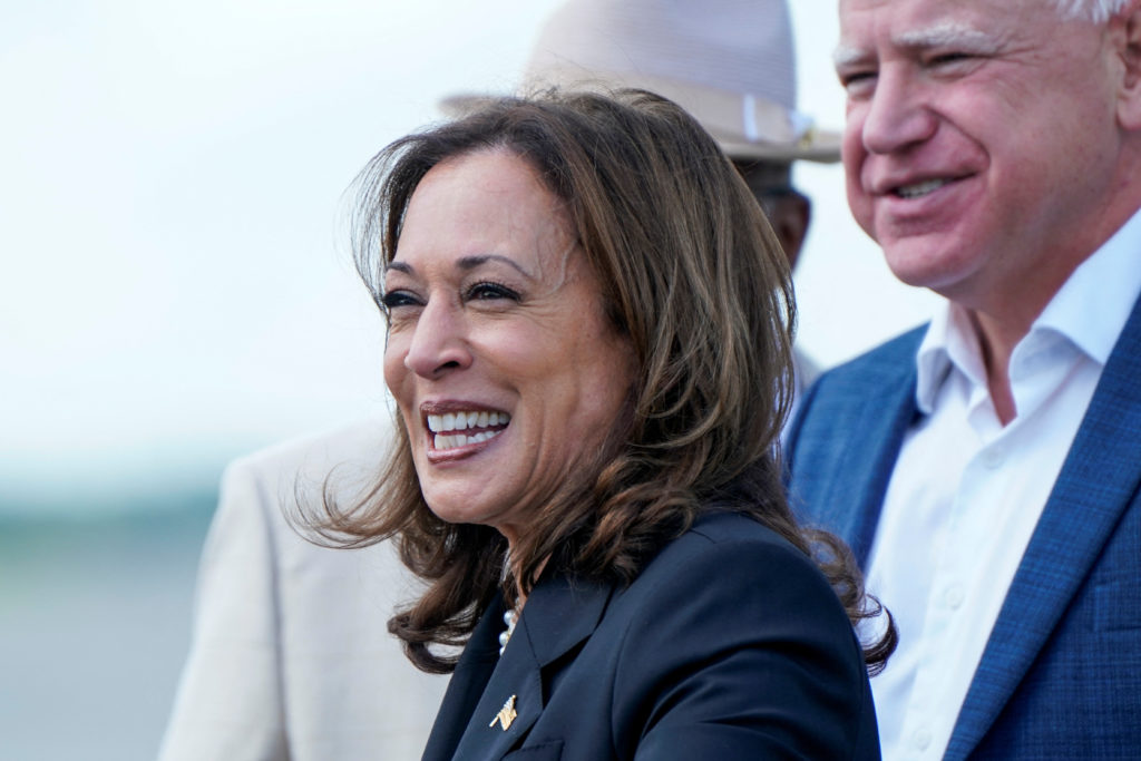 Democratic presidential nominee and U.S. Vice President Kamala Harris arrives in Savannah